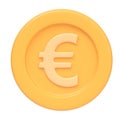 Golden coin with euro sign isolated on white background Royalty Free Stock Photo