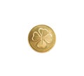 Golden coin with four leaf clover Royalty Free Stock Photo