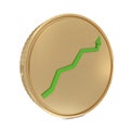 Golden coin with green line