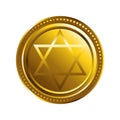 golden coin with jewish stars hanukkah celebration icon