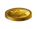 golden coin with jewish stars hanukkah