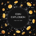 Golden coin light explosion eclipse template.