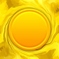 Golden coin on melting gold background