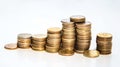 Golden coin stack wealth concept photo. Financial economy success savings profit money investment photo Royalty Free Stock Photo