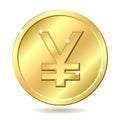 Golden coin with yen sign