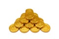 Golden coins isolated on white background. Royalty Free Stock Photo
