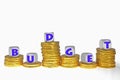 Golden coins Bar Graph with Budget word