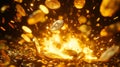 Golden Coins Falling On Fire Background Royalty Free Stock Photo