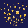 Golden coins flying, explosion gold money Royalty Free Stock Photo