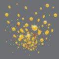 Golden coins flying, explosion gold money Royalty Free Stock Photo