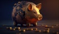 golden piggy bank for creative financial saving and deposit concepts. Generative AI