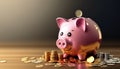 pink piggy bank for creative financial saving and deposit concepts. Generative AI