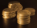 Golden coins stacks Royalty Free Stock Photo
