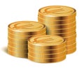 Golden Coins Stacks, Vector Illustration. Royalty Free Stock Photo