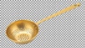 Golden Colander with Long Handle Royalty Free Stock Photo