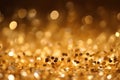 Golden color abstract glitter texture background for holidays with bokeh