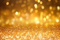 Golden color abstract glitter texture background for holidays with bokeh