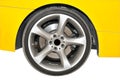 Golden color car - tire close up view Royalty Free Stock Photo
