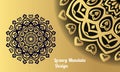 Golden color luxury mandala on black background design, Mandala art, luxury mandala design vector background, Royalty Free Stock Photo