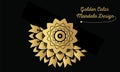 Golden color luxury mandala on black background design, Mandala art, luxury mandala design vector background, Royalty Free Stock Photo