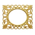 Golden color rustic frame against white background Royalty Free Stock Photo