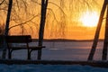 Golden Color of Sun at Sunrise over the NÃ¤sijÃ¤rvi Lake in Finland in Early Spring Season Royalty Free Stock Photo