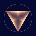 Golden color triangle form with lines transition