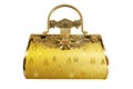 Golden color of woman luxury hand bag isolate white background