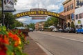 GOLDEN, COLORADO, UNITED STATES - AUGUST 27, 2022: Golden Colorado Main Street with an inscription: Welcome to Golden Royalty Free Stock Photo