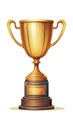 Golden colored trophy in a white background