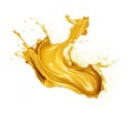 Golden colour plastic paint splash isolated on a white background