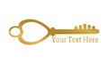 golden coloured Old door key vector icon illustration isolated on white background