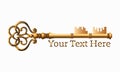 golden coloured Old door key vector icon illustration isolated on white background Royalty Free Stock Photo