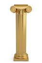 A golden column isolated on white background. 3D illustration. Royalty Free Stock Photo