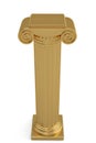 A golden column isolated on white background. 3D illustration.