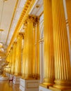 Golden columns in the Winter Palace, St Petersburg
