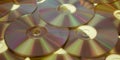 Golden compact discs background gold disc cdrom Cd or Dvd Blue ray Royalty Free Stock Photo