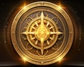 a golden compass on a black background Royalty Free Stock Photo