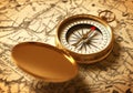 Golden Compass On Old Map Royalty Free Stock Photo