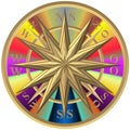 Golden compass - windrose - steering wheel Royalty Free Stock Photo