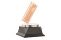 Golden computer keyboard, award. 3D rendering