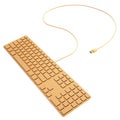 Golden computer keyboard isolated on white background.