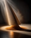 Golden cone of light projecting upward with soft gradient glow. Royalty Free Stock Photo