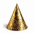 Golden Cone Party Hat on White Background with Geometric Pattern Royalty Free Stock Photo