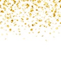 Golden confetti background. Seamless horizontal.