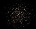 Golden confetti on black background