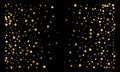 Golden confetti on black background. Luxury festive background. Gold shiny abstract texture. Element of design. Polka dots Royalty Free Stock Photo