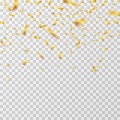 Golden confetti. Celebrate birthday flying gold ribbons. Party holiday decor isolated vector background Royalty Free Stock Photo