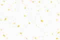 Golden confetti falling on transparent background. Festival elements. Anniversary and birthday celebration. Shiny tinsel and Royalty Free Stock Photo