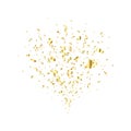 Golden confetti flying on white background. Party gold confetti, serpentine. Confetti explosion. Bright festive tinsel